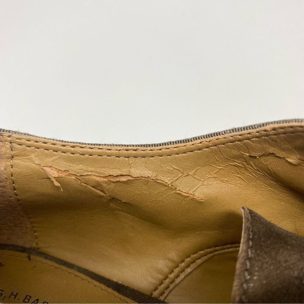GH BASS 8 Ella Taupe Brown Leather Shimmer Suede Oxford Shoes Academia Y2K* - Picture 13 of 16